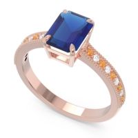 Milgrain Pave Emerald Cut Gopura Ring