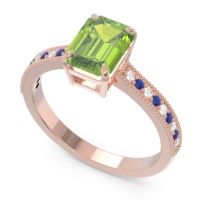 Milgrain Pave Emerald Cut Gopura Ring