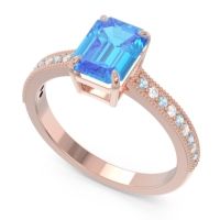 Milgrain Pave Emerald Cut Gopura Ring