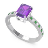 Milgrain Pave Emerald Cut Gopura Ring