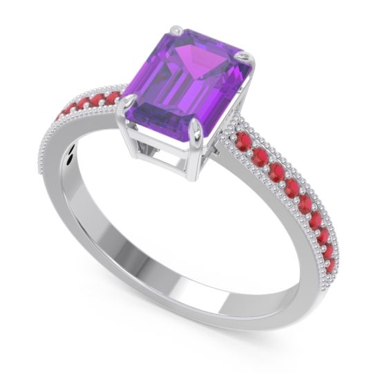 Milgrain Pave Emerald Cut Gopura Ring