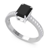 Milgrain Pave Emerald Cut Gopura Ring