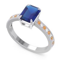 Milgrain Pave Emerald Cut Gopura Ring