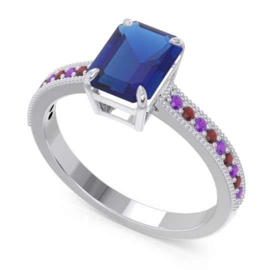 Milgrain Pave Emerald Cut Gopura Ring