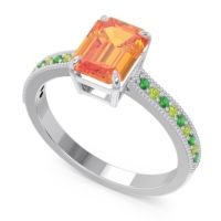 Milgrain Pave Emerald Cut Gopura Ring
