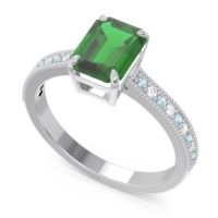 Milgrain Pave Emerald Cut Gopura Ring