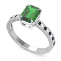 Milgrain Pave Emerald Cut Gopura Ring