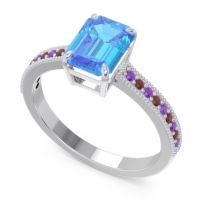 Milgrain Pave Emerald Cut Gopura Ring