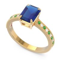 Milgrain Pave Emerald Cut Gopura Ring