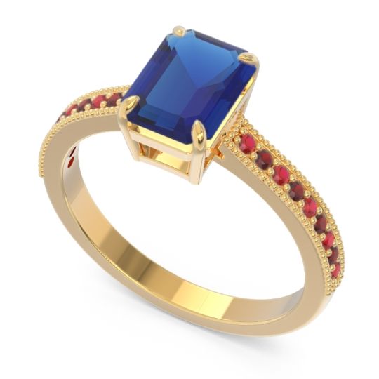 Milgrain Pave Emerald Cut Gopura Ring