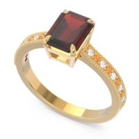 Milgrain Pave Emerald Cut Gopura Ring