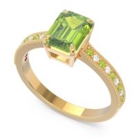 Milgrain Pave Emerald Cut Gopura Ring