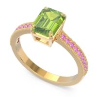Milgrain Pave Emerald Cut Gopura Ring
