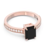 Milgrain Pave Emerald Cut Gopura Ring