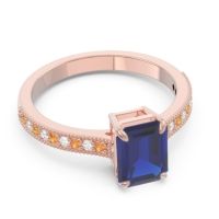 Milgrain Pave Emerald Cut Gopura Ring