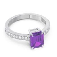 Milgrain Pave Emerald Cut Gopura Ring