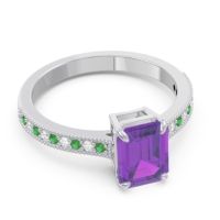 Milgrain Pave Emerald Cut Gopura Ring