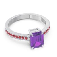 Milgrain Pave Emerald Cut Gopura Ring
