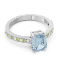 Milgrain Pave Emerald Cut Gopura Ring