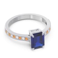 Milgrain Pave Emerald Cut Gopura Ring