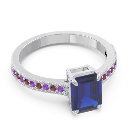 Milgrain Pave Emerald Cut Gopura Ring