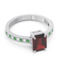 Milgrain Pave Emerald Cut Gopura Ring