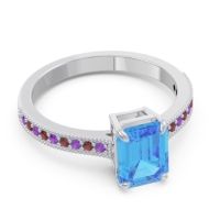 Milgrain Pave Emerald Cut Gopura Ring