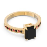 Milgrain Pave Emerald Cut Gopura Ring