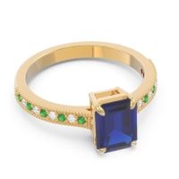 Milgrain Pave Emerald Cut Gopura Ring