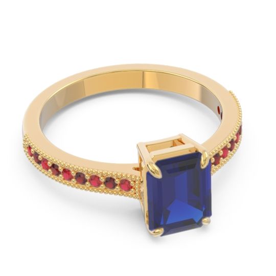 Milgrain Pave Emerald Cut Gopura Ring