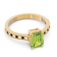 Milgrain Pave Emerald Cut Gopura Ring