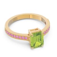 Milgrain Pave Emerald Cut Gopura Ring