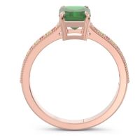 Milgrain Pave Emerald Cut Gopura Ring