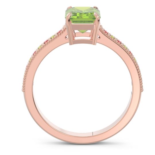 Milgrain Pave Emerald Cut Gopura Ring