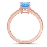 Milgrain Pave Emerald Cut Gopura Ring