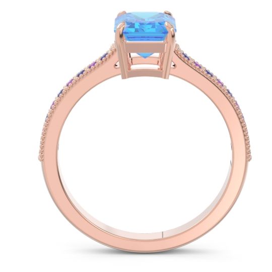 Milgrain Pave Emerald Cut Gopura Ring