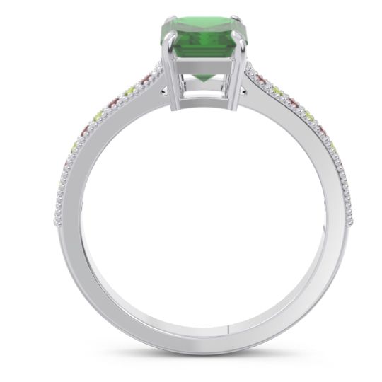 Milgrain Pave Emerald Cut Gopura Ring