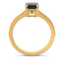 Milgrain Pave Emerald Cut Gopura Ring