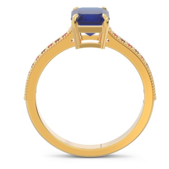 Milgrain Pave Emerald Cut Gopura Ring