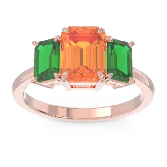 Three Stone Emerald Cut Lepakara Ring