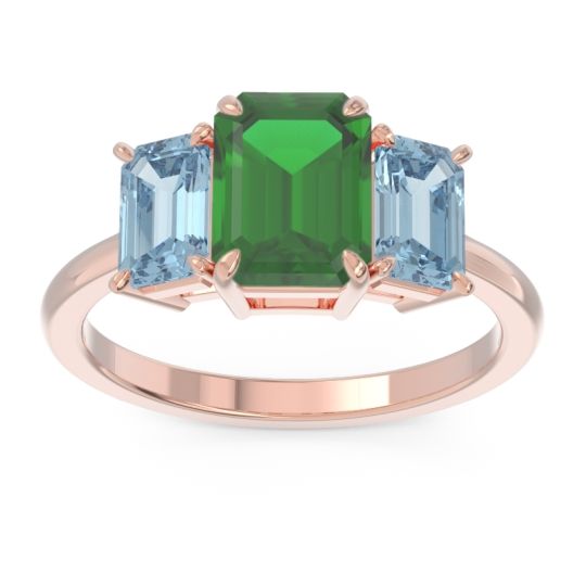 Three Stone Emerald Cut Lepakara Ring
