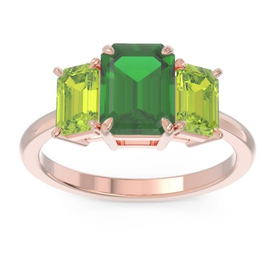 Three Stone Emerald Cut Lepakara Ring