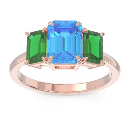 Three Stone Emerald Cut Lepakara Ring