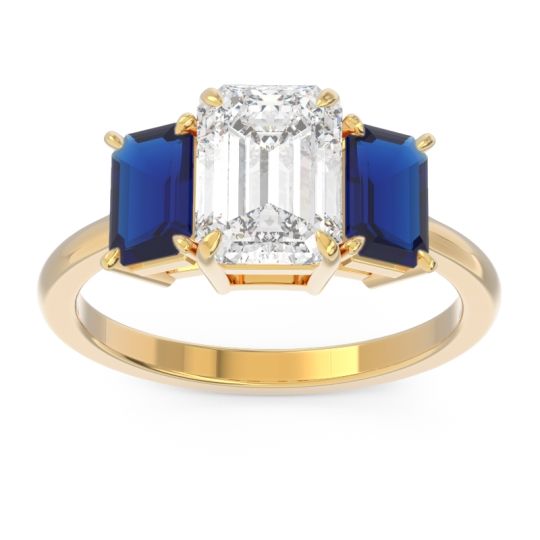 Three Stone Emerald Cut Lepakara Ring