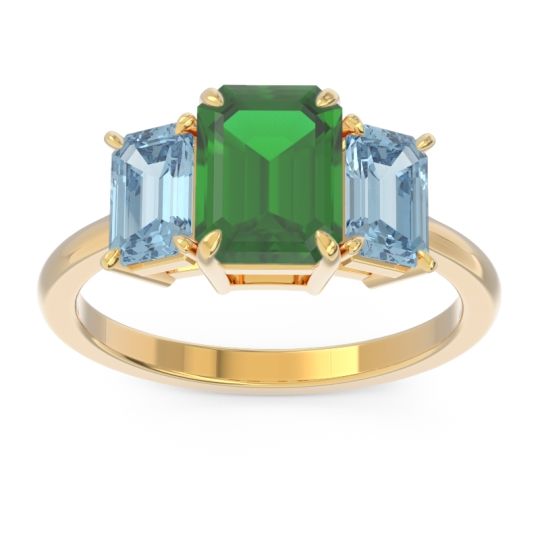 Three Stone Emerald Cut Lepakara Ring