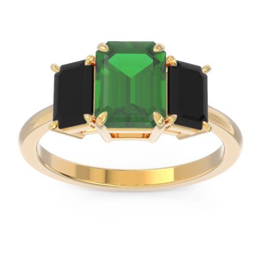 Three Stone Emerald Cut Lepakara Ring