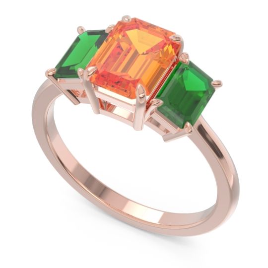 Three Stone Emerald Cut Lepakara Ring