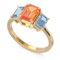 Three Stone Emerald Cut Lepakara Ring