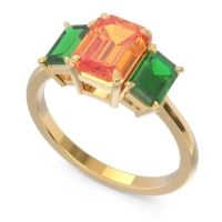Three Stone Emerald Cut Lepakara Ring