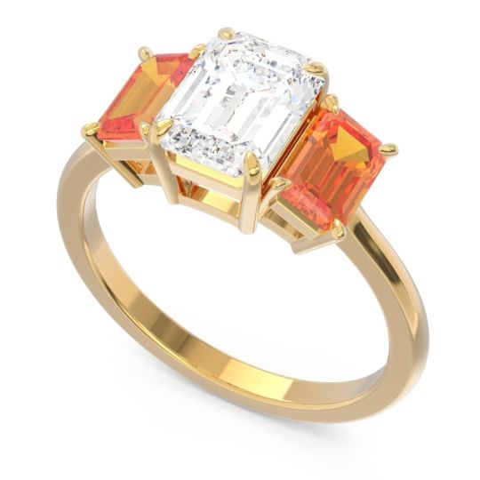 Three Stone Emerald Cut Lepakara Ring
